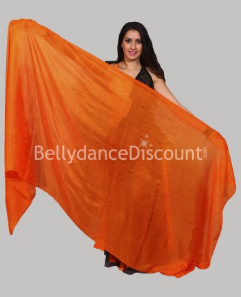 Voile rectangulaire orange de danse orientale en pure soie