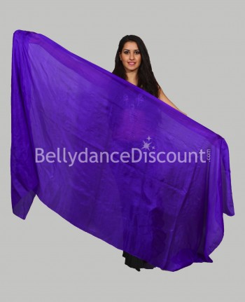 Voile rectangulaire violet de danse orientale en pure soie