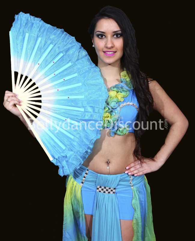 Abanico azul claro para danza del vientre