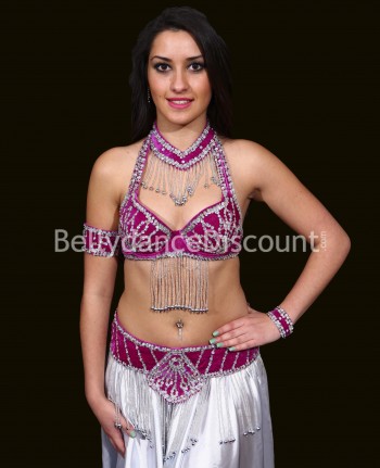 Set soutien-gorge + ceinture de danse orientale velours violet
