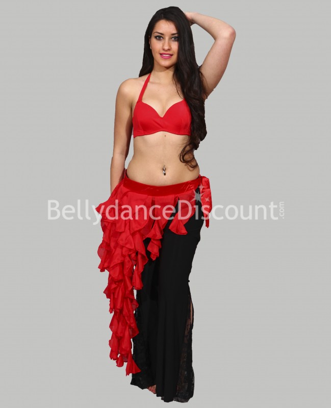 Red drooping belt for belly dance