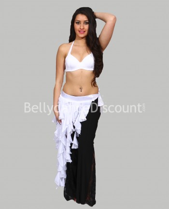 White drooping belt for belly dance