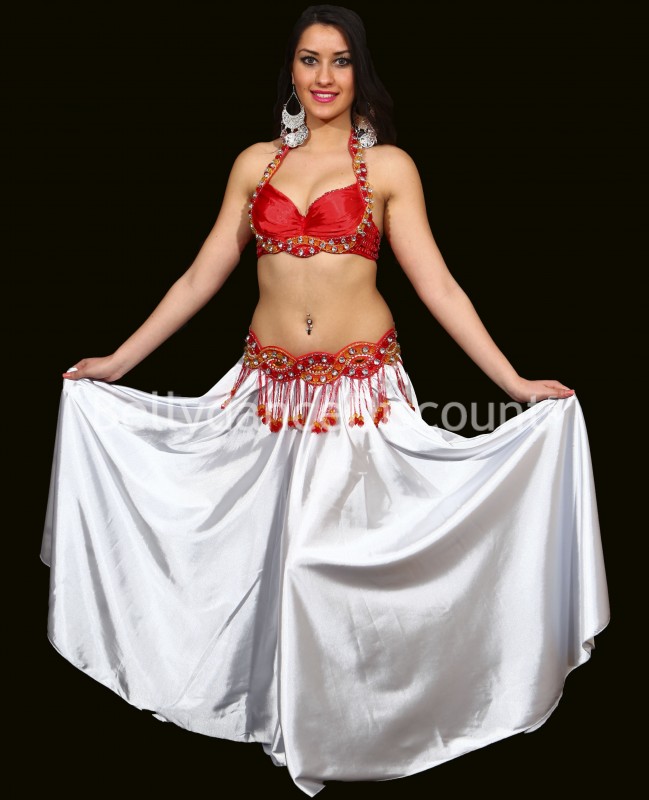 Set soutien-gorge + ceinture de danse orientale satin rouge