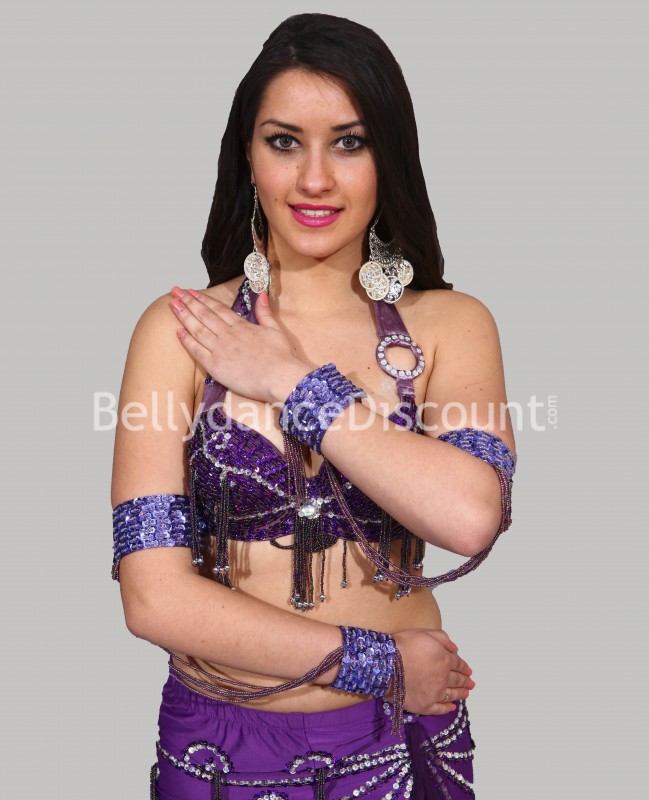 Beaded Bellydance sleeves purple