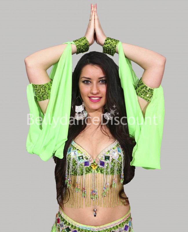 Bellydance veiled sleeves light green