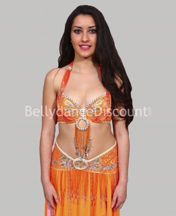 Set reggiseno + cintura abbinata arancio di danza del ventre 