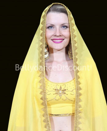 Voile de danse indienne jaune et doré