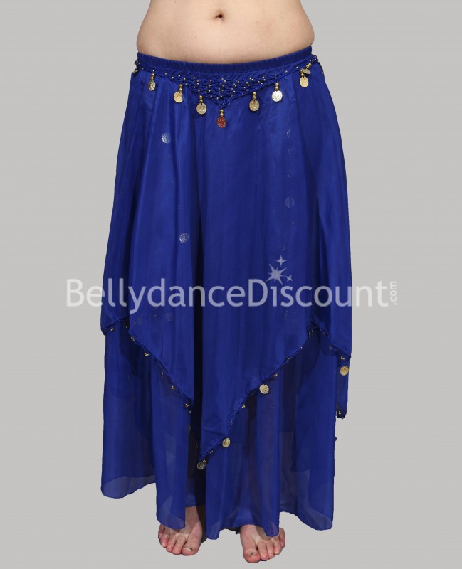 Dark blue belly dance skirt with lining