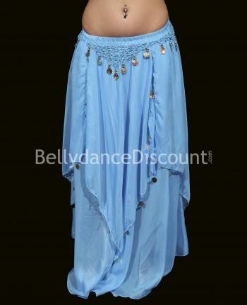 Light blue belly dance skirt with lining