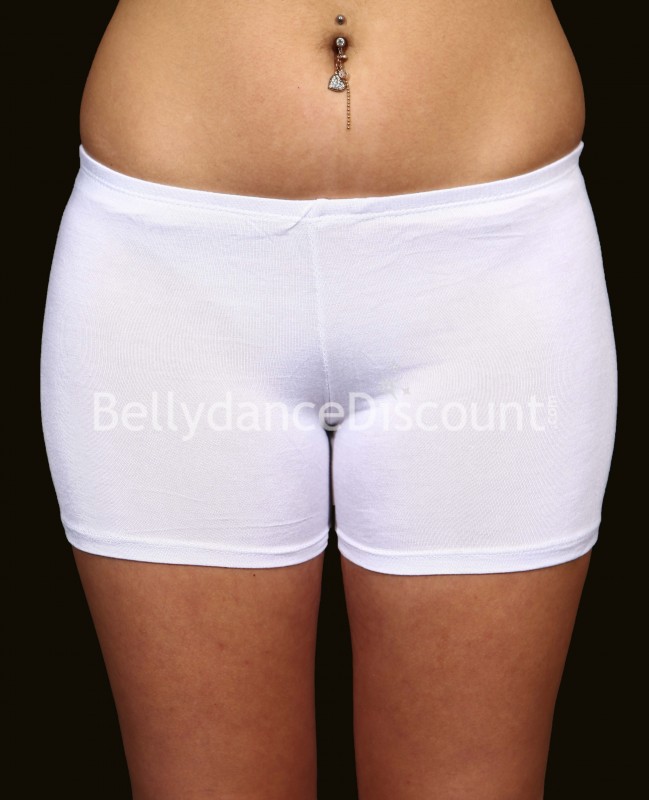 Shorty blanco de danza del vientre 
