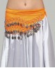 Cinturón de danza del vientre naranja lentejuelas plateadas