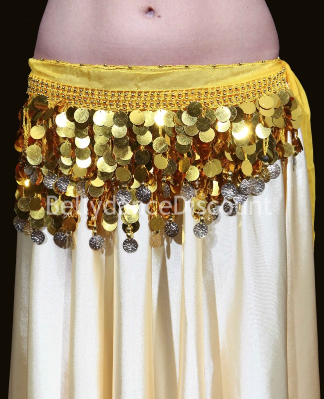 Ceinture de danse orientale pastilles jaunes