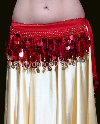 Bellydance belt with coins red