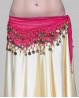 Ceinture de danse orientale fuchsia à sequins or