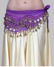 Cinturón de danza del vientre violeta lentejuelas doradas