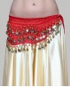 Cintura di danza del ventre rossa con sequin dorati