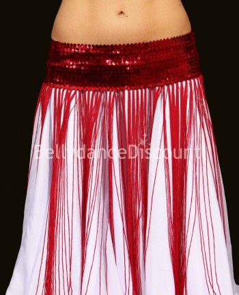 Cinturón ancho rojo con flecos para danza del vientre
