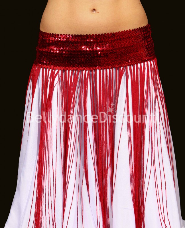 Long Bellydance belt with fringes red