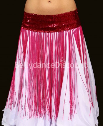 Long Bellydance belt with fringes fuchsia