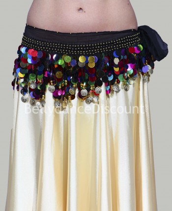 Bellydance belt with coins multicolor