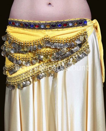 Gürtel für den orientalischen Tanz aus Samt in Gelb und Gold