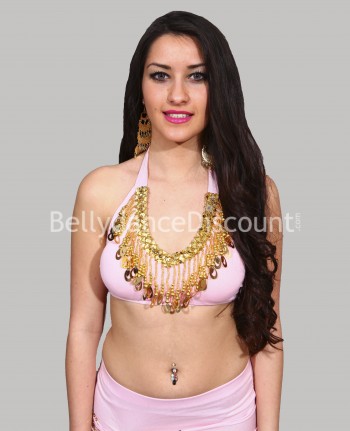 Light pink sparkling Bellydance top