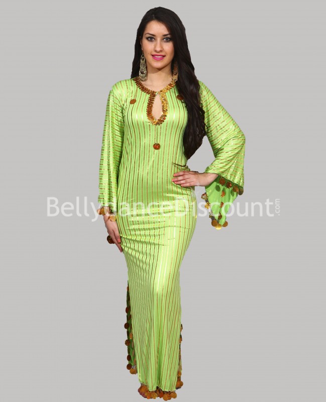 Traje Baladi/Saïdi para danza del vientre verde claro