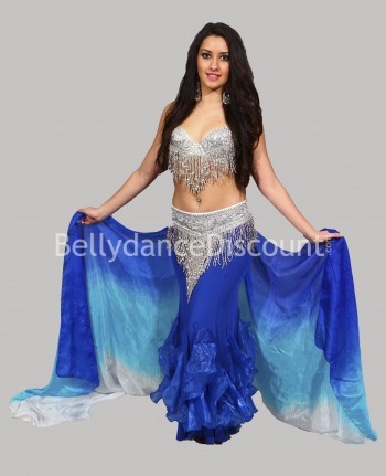 Coordinated silver belly dance bra + belt set