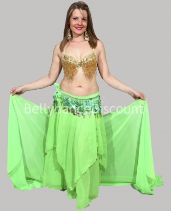 Green belly dance skirt with lining