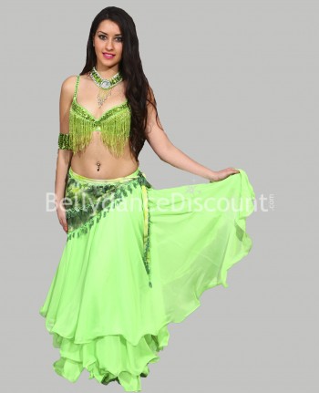 Green belly dance skirt with lining