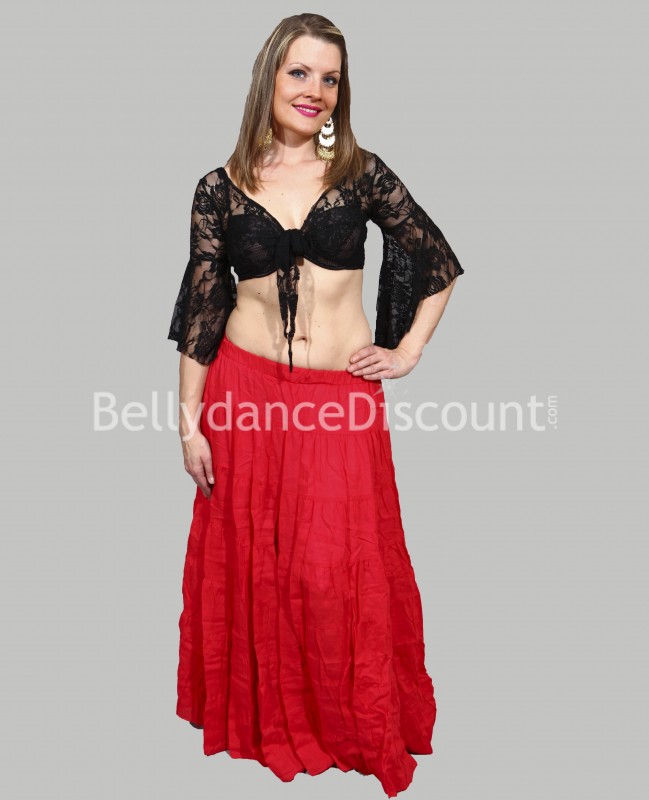 Falda tribal roja para danza del vientre
