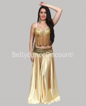 Gold belly dance satin skirt