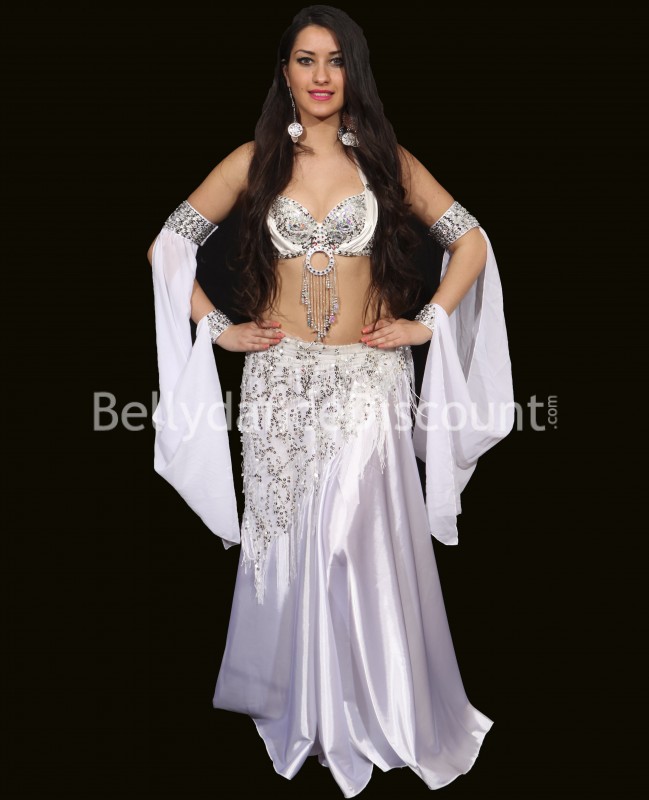 Sujetador "mariposa" blanco para danza oriental
