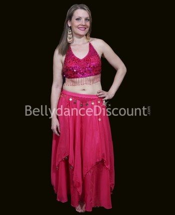 Fuchsia belly dance skirt with lining