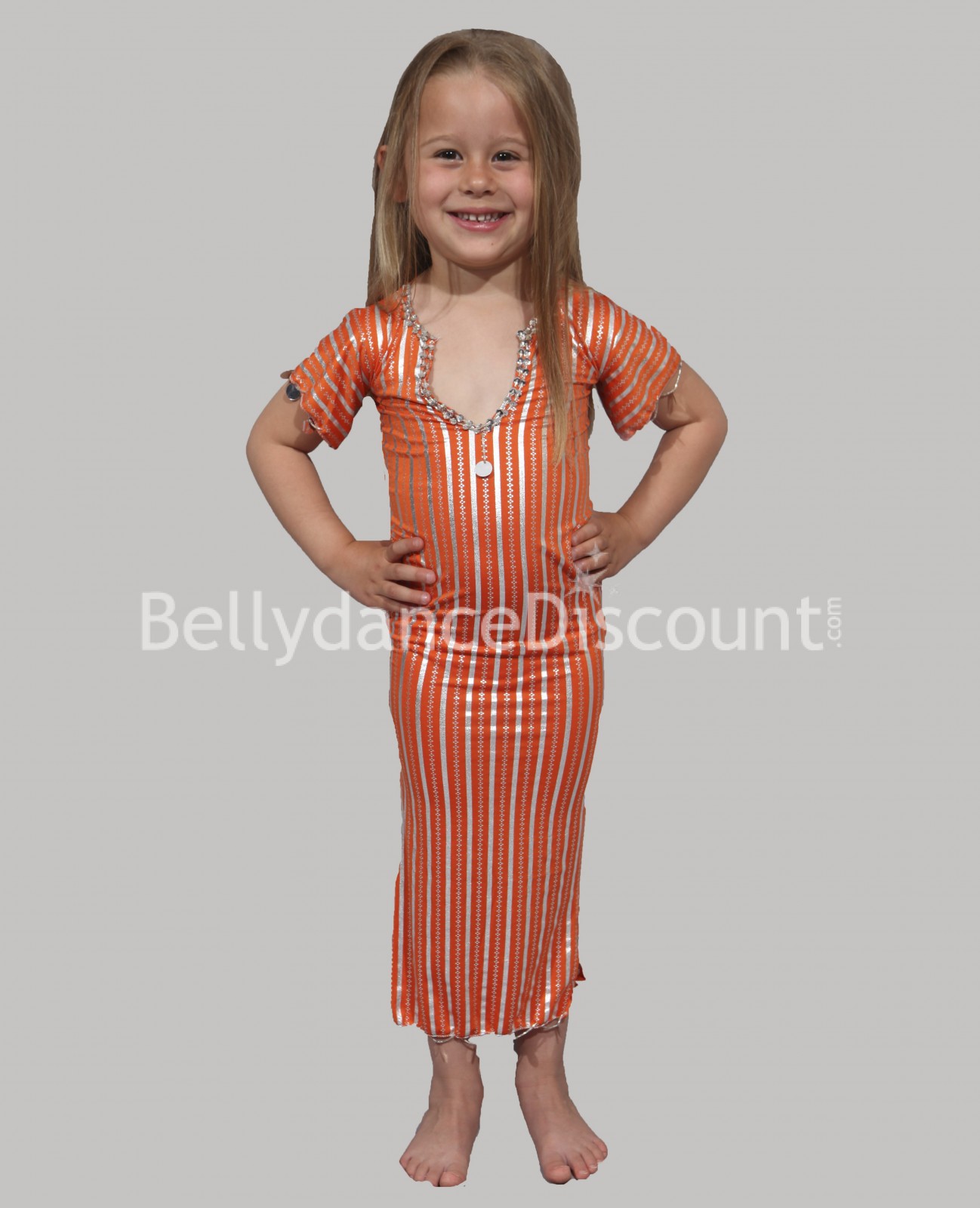 Orange belly dance children's Baladi/Saïdi dress - 12,90 €