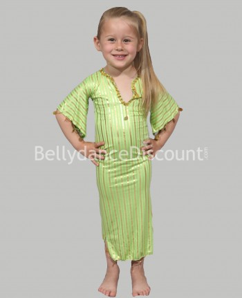 Vestido  Baladi / Saïdi verde para niña, ideal para danza del vientre 