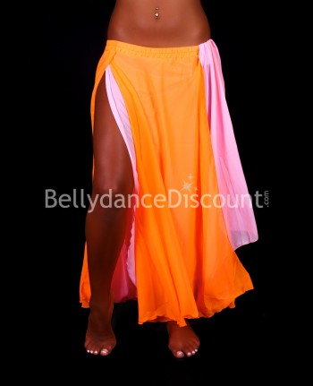 Jupe doublée de danse orientale orange et rose pâle
