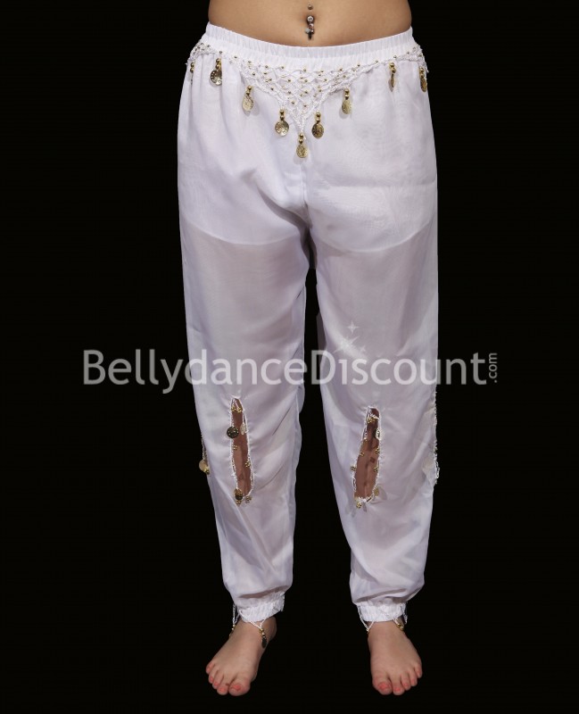 Pantalon blanc de danse orientale