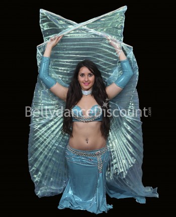 Ailes d'Isis de danse orientale transparentes turquoise