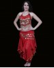 Red belly dance belt with golden sequins
