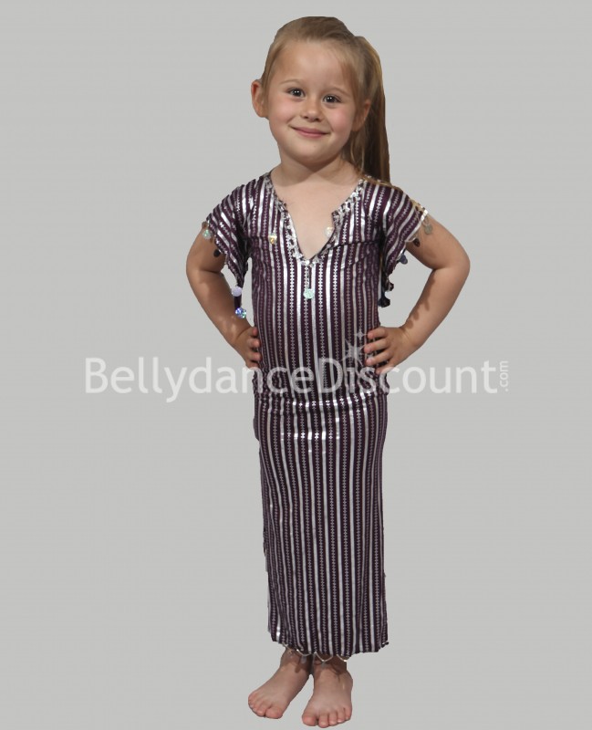 Vestido  Baladi / Saïdi violeta para niña, ideal para danza del vientre 