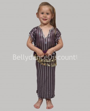 Vestido  Baladi / Saïdi violeta para niña, ideal para danza del vientre 