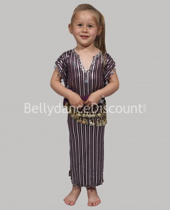 Vestito Baladi / Saïdi bambina di danza del ventre viola