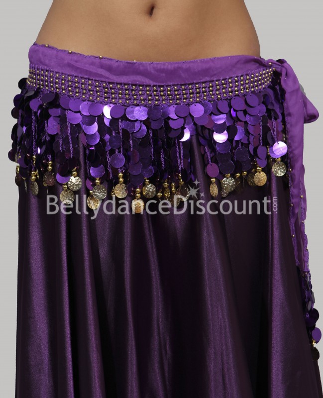 Bellydance belt with coins purple