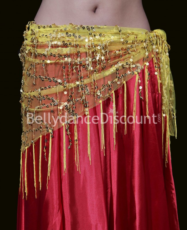 Sparkling yellow and gold Bellydance scarf