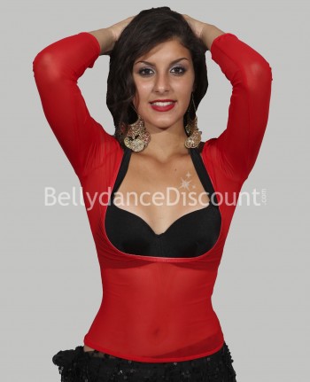 Top de danse transparent rouge