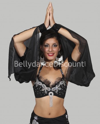 Bellydance veiled sleeves black