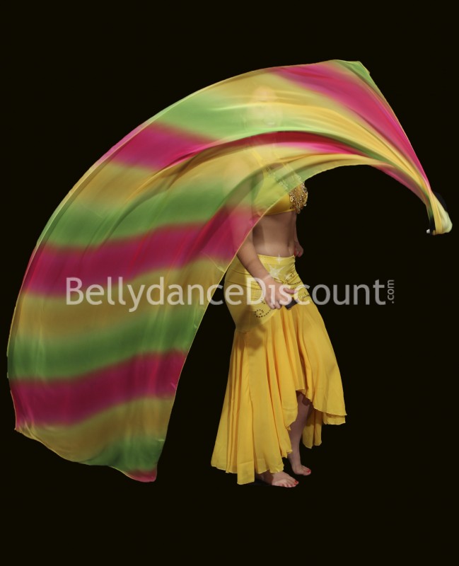 Bellydance Poi Veil yellow green pink