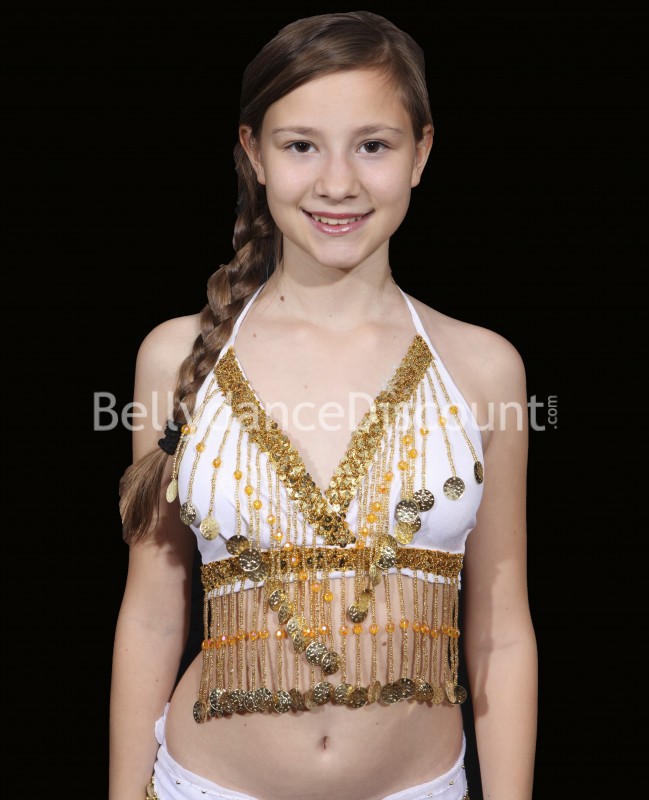 Top bambina di danza del ventre bianco
