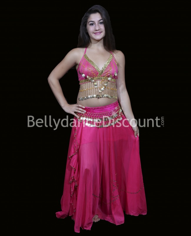 Top bambina di danza del ventre fucsia